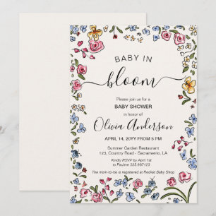 baby shower fleuri crème élégant invitation