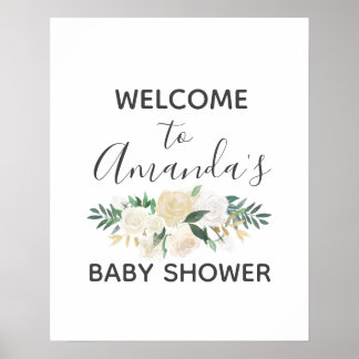 Baby shower Fleurs Affiche de bienvenue