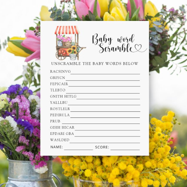 Baby shower Fleurs - Bébé Mot Jeu Scramble (Créateur téléchargé)