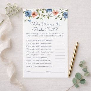 Baby Shower Fleurs Bleues Qui Connaît la Mariée Je