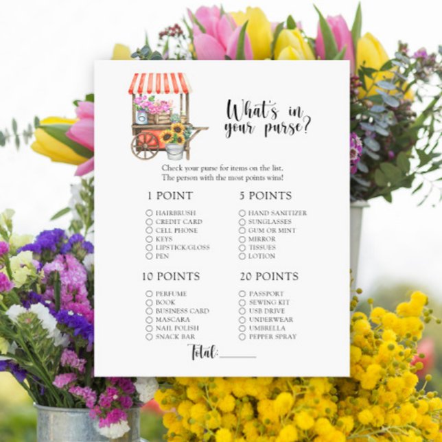 Baby shower Fleurs - Ce qu'il y a dans votre sac à (Créateur téléchargé)