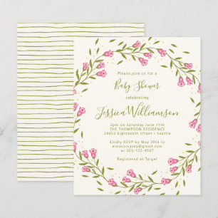 Baby Shower Fleurs de jardin rose rustique à petit