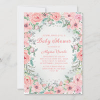 Baby Shower Fleurs de Rosier Aquarelle Rose