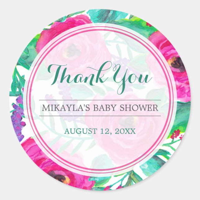 Baby shower Fleurs fraîches Favoriser Sticker (Devant)