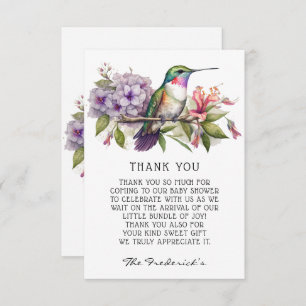 Baby shower Flora Colibri Merci Cartes
