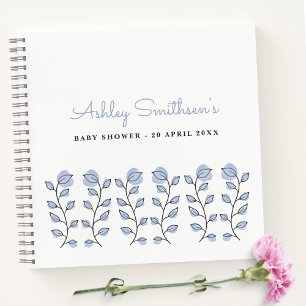 Baby shower Floral Aquarelle (Bleu) Livre d'or