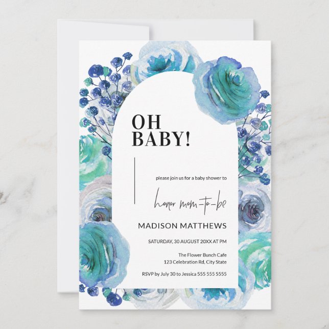 Baby shower Floral Baby Boy Invitation (Devant)