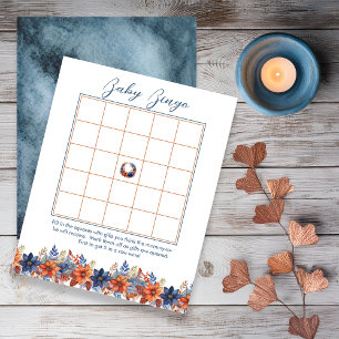 Baby shower Floral Bingo Bingo en Terracotta Bleue