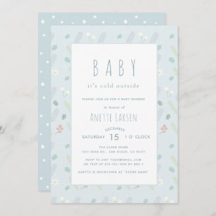 Baby shower Floral Bleu & Foliage Invitation