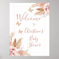 Baby shower Floral Butterfly Kisses Affiche de bie