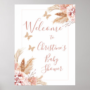Baby shower Floral Butterfly Kisses Affiche de bie