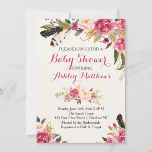 Baby shower floral de Bohême Invitation