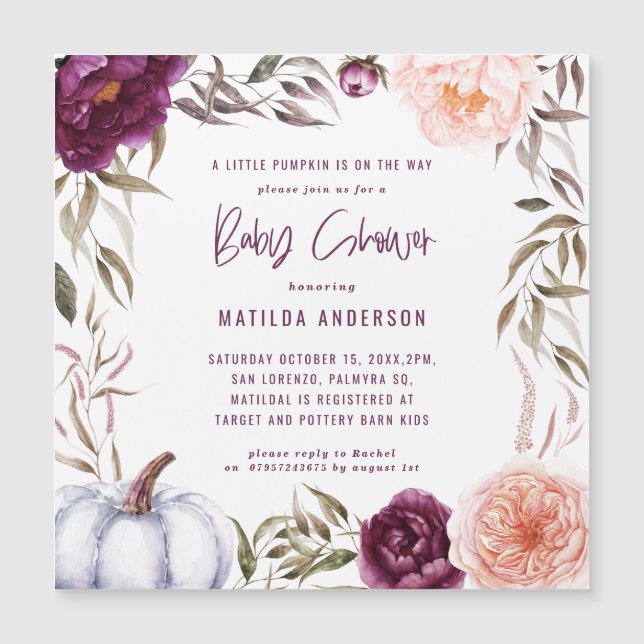 Baby shower floral de petite citrouille (Devant)