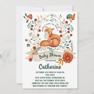 Baby shower floral de renard mignon Invitation