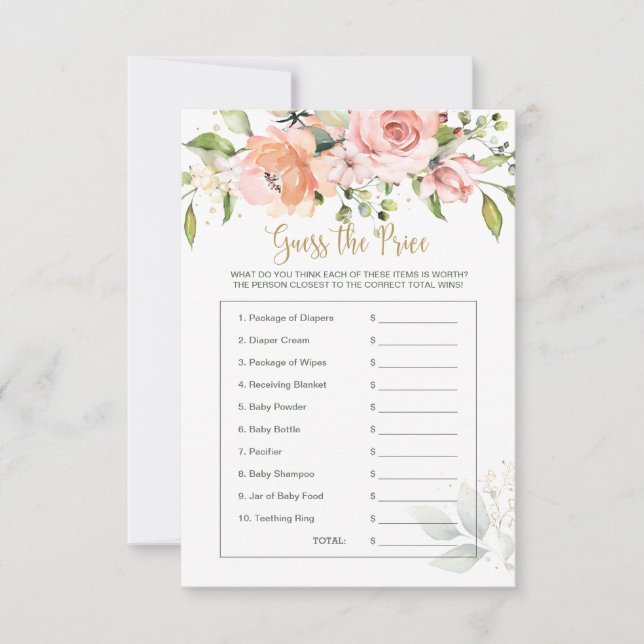 Baby shower Floral devine le jeu du prix (Devant)