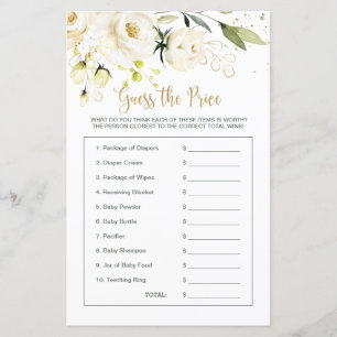 Baby shower Floral devine le jeu du prix