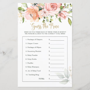 Baby shower Floral devine le jeu du prix
