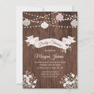 Baby shower floral en bois rustique Invitation