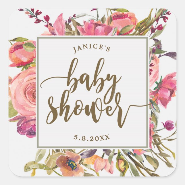 baby shower floral fleur sauvage autocollant faveu (Devant)