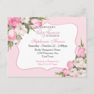 Baby shower Floral Invitation Carte postale Roses 