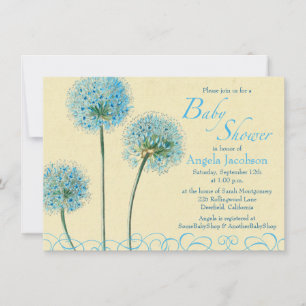 Baby shower Floral Jaune Bleu Invitation