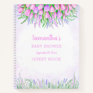 Baby shower Floral Lavender Pink Tulips Livre d'or