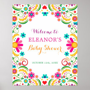 Baby shower Floral mexicain Fiesta Affiche de bien