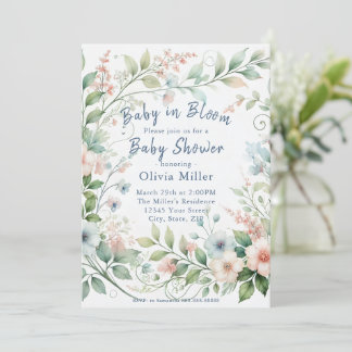 Baby shower floral Pastel Invitation pour filles