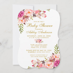 Baby shower Floral Rose Blush or Invitation B