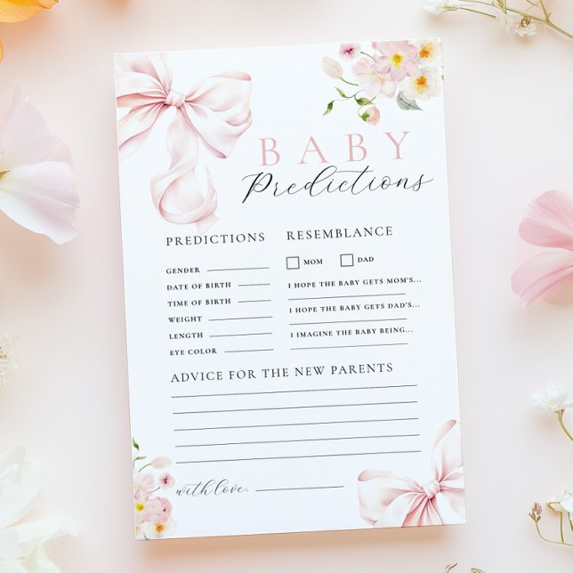 Baby shower Floral rose Bow - Prédiction Jeu de co (Créateur téléchargé)