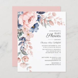 Baby shower floral rose budget Invitation Script