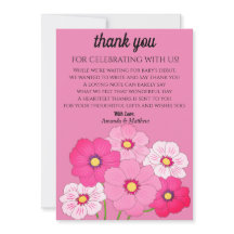 Baby shower floral rose pâle Invitation Merci