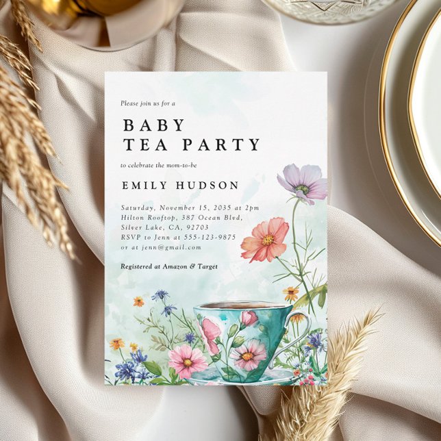 Baby shower Floral Tea Party Invitation (Créateur téléchargé)