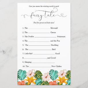 Baby shower floral tropical jeu de devinette