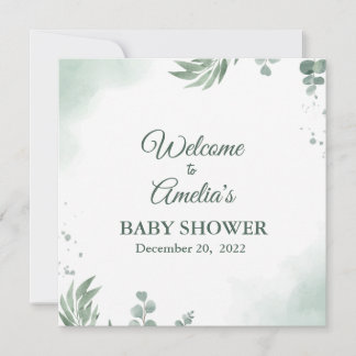 Baby shower Floral Vert Sage Affiche de bienvenue