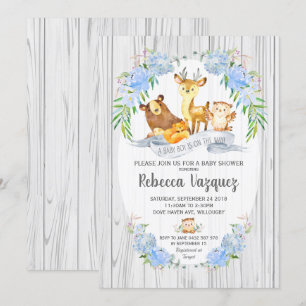 Baby shower Floral Woodland Animals Invitation Gar