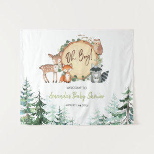 Baby shower forestier de bois Tapisserie de bienve
