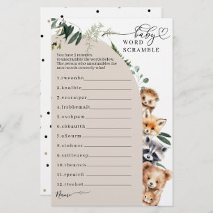 Baby shower forestier Woodland jeu de course