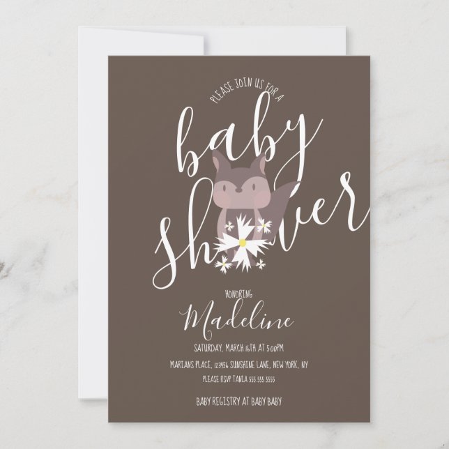 Baby shower Fox Bohemian Invitation (Devant)