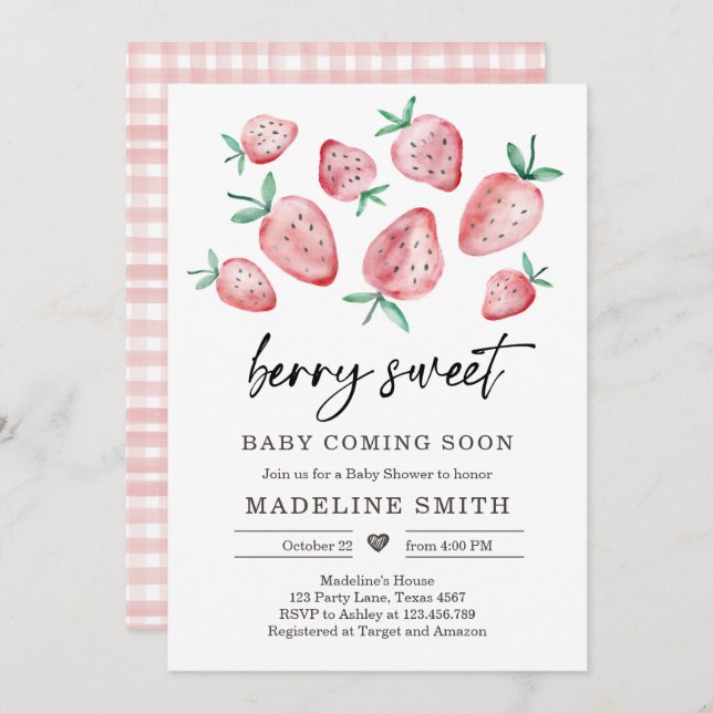 Baby shower fraise Invitation Berry Sweet Baby
