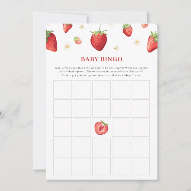Baby shower fraise Jeu Bingo Bébé Jeu (Devant)