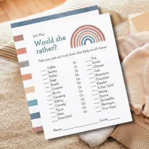 Baby shower Game Voudrait-Elle Plutôt Boho Rainbow