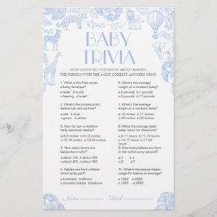 Baby shower Games Fancy Baby Trivia Game Card