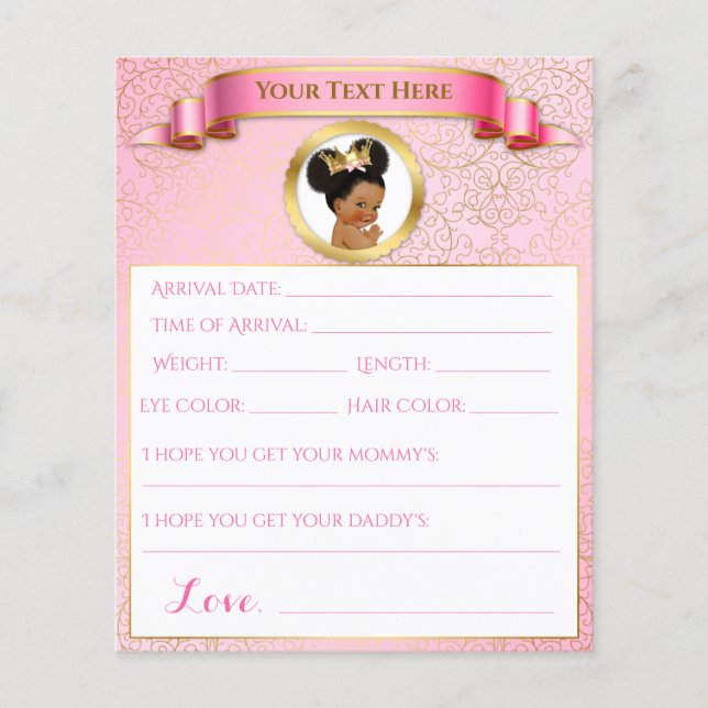 Baby Shower Games Pink Gold African American (Devant)