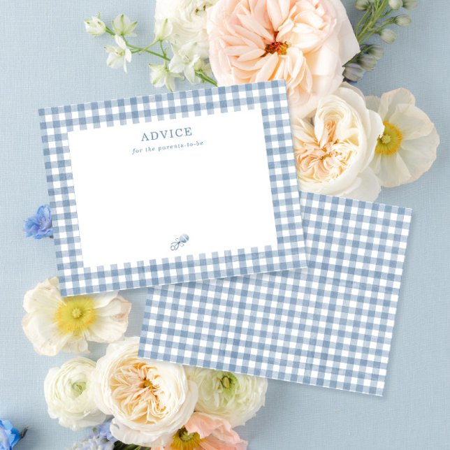 Baby shower Garçon bleu En vichy Carte de conseil  (Créateur téléchargé)