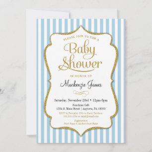 Baby shower Garçon bleu Invitation Élégantes rayur