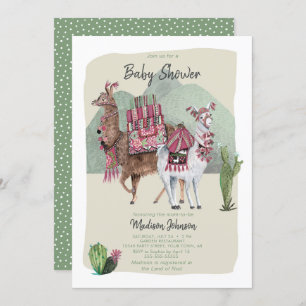 Baby shower Garçon Llamas & Cactus Invitations