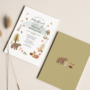 Baby shower Garçon moderne Invitation animal bois