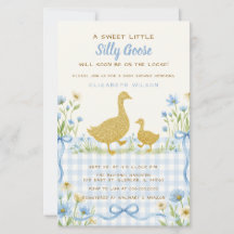 Baby Shower Garçon Silly Goose Floral Ruban Bleu É