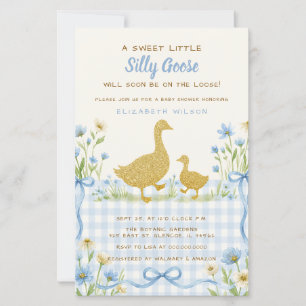 Baby Shower Garçon Silly Goose Floral Ruban Bleu É